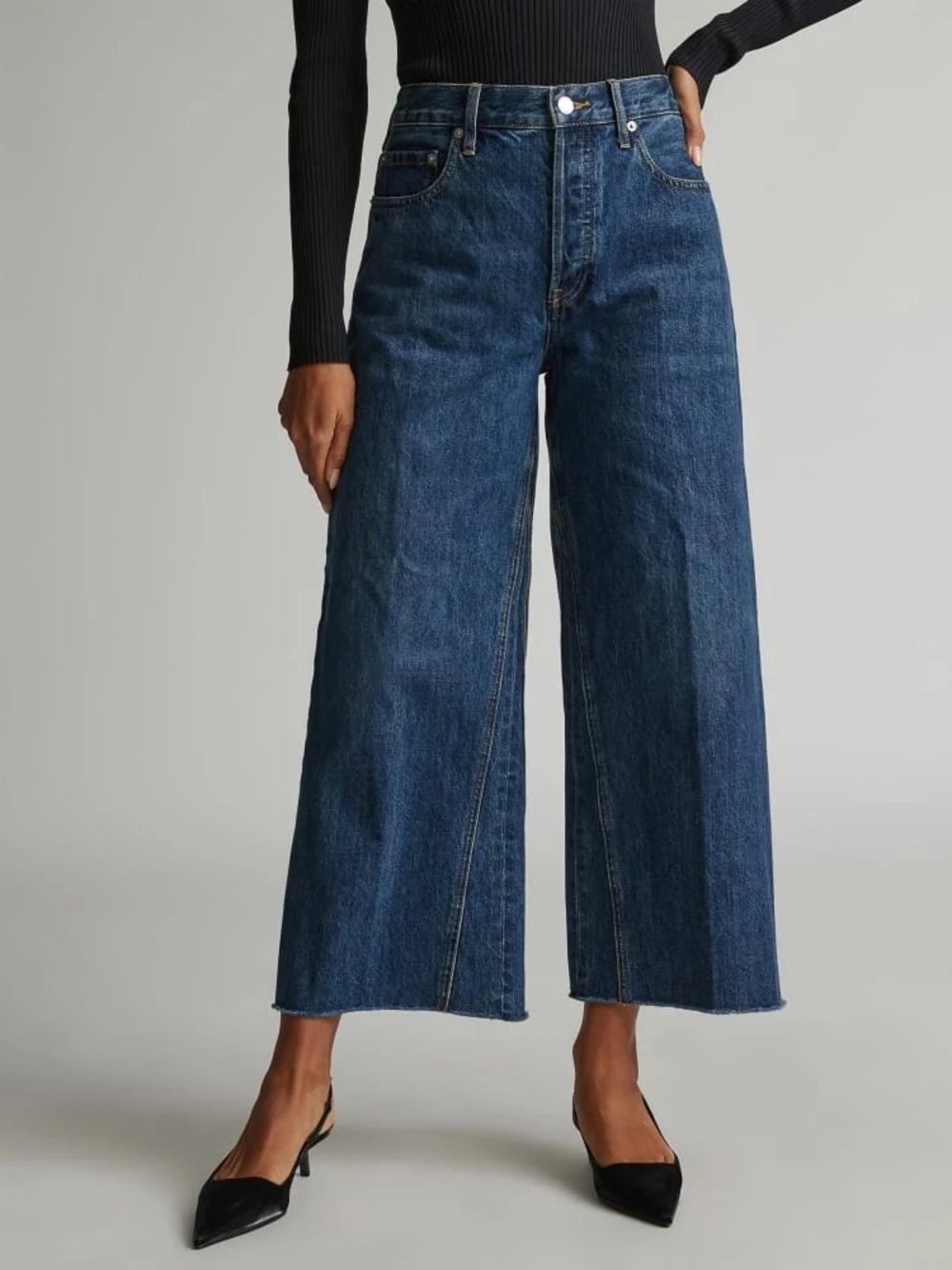 NWOT EVERLANE Way-Wide Crop Jean Iznik Ink Wash - Size 32/14/L-XL